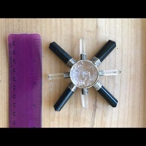 Black tourmaline and quartz crystal